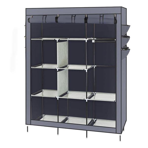 Kidozz 69 Inch Folding Cloth Wardrobe - Portable Non-Woven Fabric Storage Cabinet for Bedroom, Closet Organizer with Easy DIY Assembly & Reinforcement | Space Saving Solution for Apartments, Dorms & Small Spaces