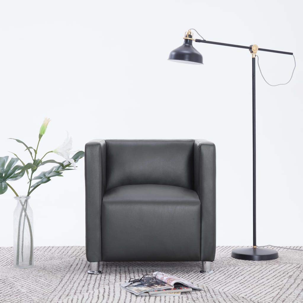 CHARMMA Cube Armchair - Modern Faux Leather Accent Chair for Living Room, Office & Bedroom - 27.2