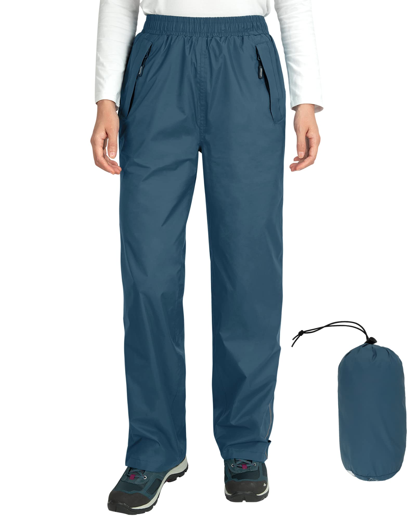 Outdoor Ventures Women's Waterproof Hiking Rain Pants - Packable, Windproof & Breathable for Outdoor Adventures, Camping and Travel