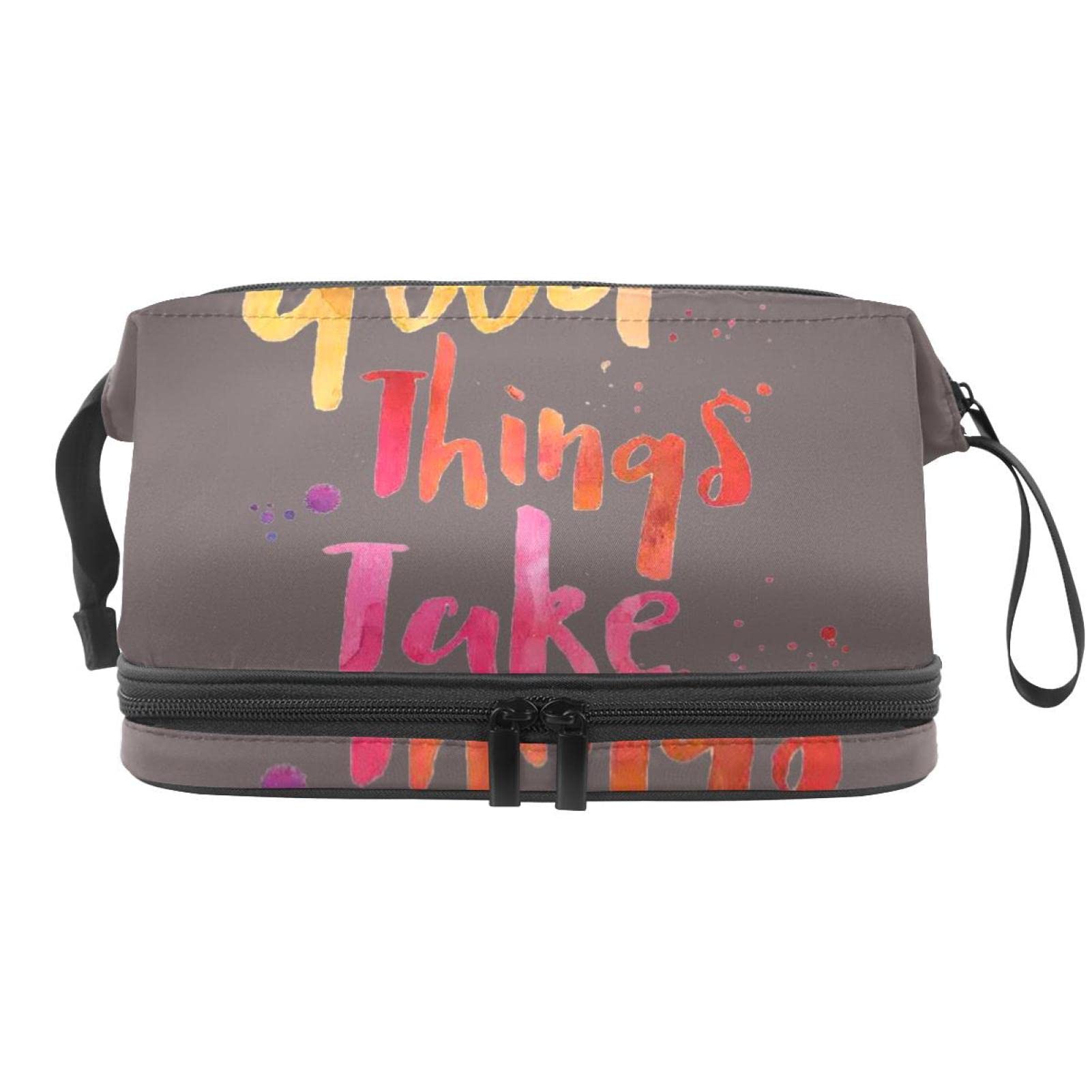 Double Layer Travel Makeup Bag with Brush Holder - Waterproof Cosmetic Organizer & Spacious Toiletry Pouch for Women | Perfect for Vacation, Gym, and Daily Essentials Storage