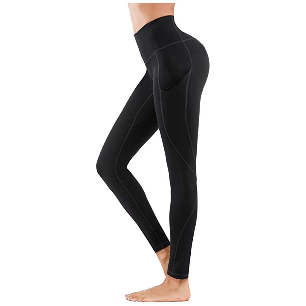 iOPQO Women's High-Waisted Athletic Leggings - Workout Running Yoga Pants with Pockets - Moisture-Wicking & Stretchy for Gym, Fitness & Everyday Wear