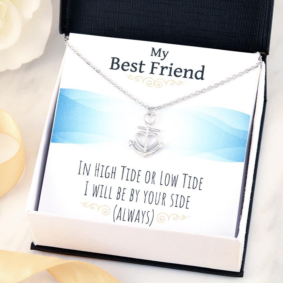 Best Friends Anchor and Heart Necklace - Matching Friendship Jewelry for Women, Gift for BFF - Perfect for Anniversaries, Birthdays, and Everyday Wear