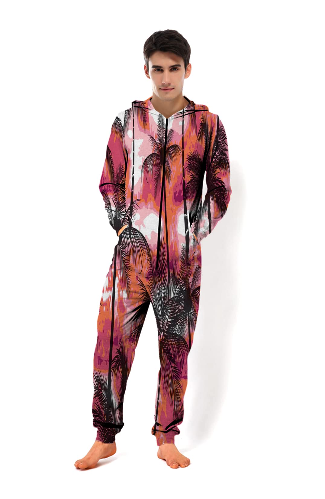 URVIP Unisex 3D Printed Hawaiian Coconut Jumpsuit - Family Matching Sleepwear, Loungewear & Streetwear for Adults | Perfect for Home, Beach & Vacation