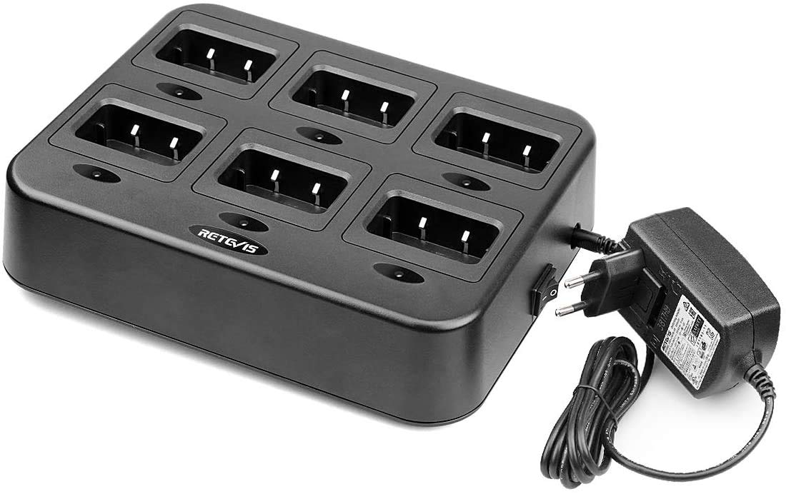 Retevis RT668 Walkie Talkie 6-Port Multi-Unit Charger - Fast Charging Station for RT668 Two-Way Radios | Improve Battery Life & Work Efficiency | Ideal for Security, Construction & Outdoor Activities (1 Pack)