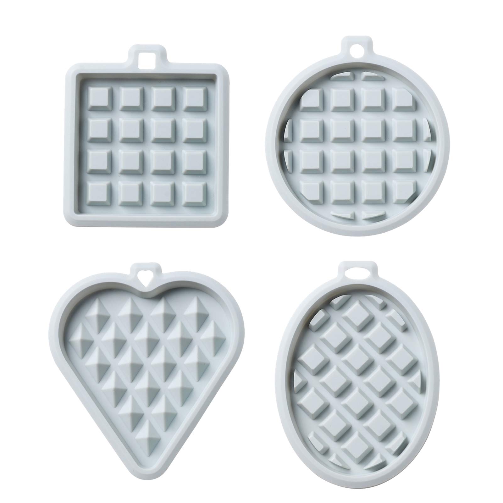 REKIDOLL Non-Stick Silicone Waffle Molds Set - 4 Piece Blue Waffle Cookie, Cake, Candy & Chocolate Molds for Baking, Party Treats & DIY Desserts | Perfect for Home Kitchen, Birthday Parties & Holiday Gifts