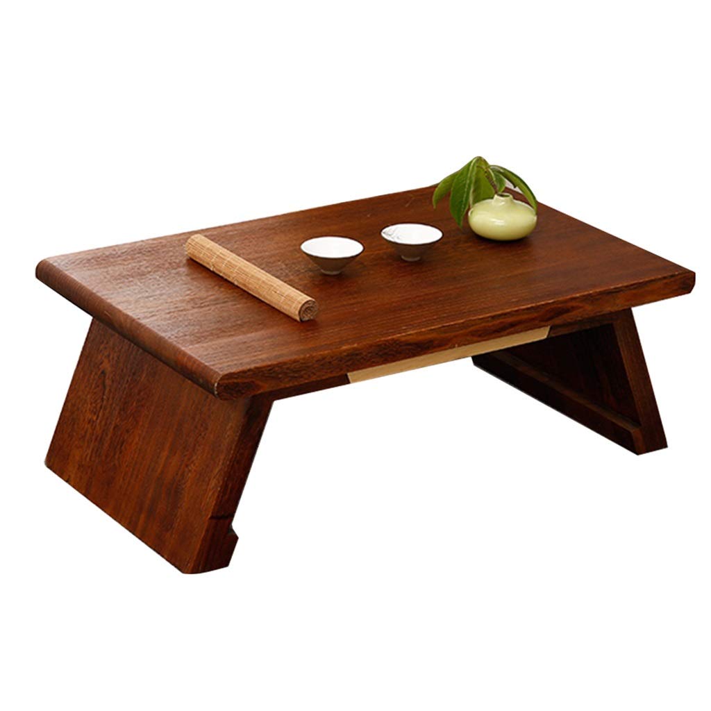 Brown Wooden End Table - 60x40x30cm Low Coffee Table for Bedroom, Living Room, Balcony & Study - Multi-Functional Tatami Style Side Table for Home Decor, Reading, Tea Time & Relaxation