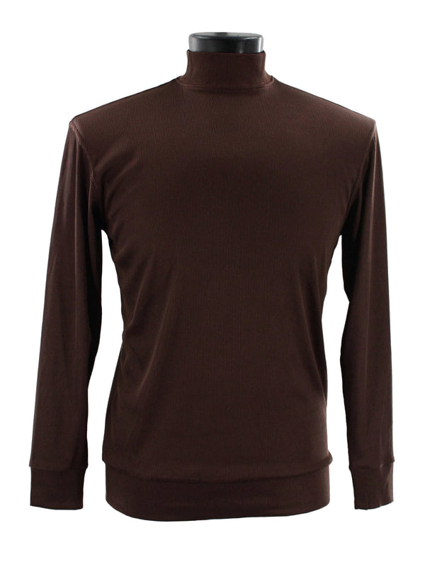 Bassiri Long Sleeve High Neck Brown T-Shirt for Women - Soft Cotton Casual Shirt - Perfect for Fall & Winter Layering, Office Wear, and Everyday Outfits