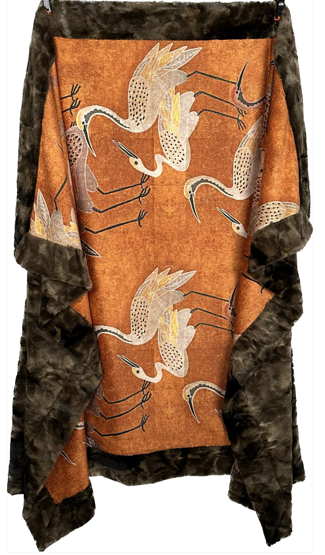 Golden Hour Festival Crane & Brown Rabbit Tie Dye Adult Blanket 54x77 - Premium Spoonflower Fabric for Cozy Home Decor, Bedroom Throw, Picnic Mat & Festival Accessory