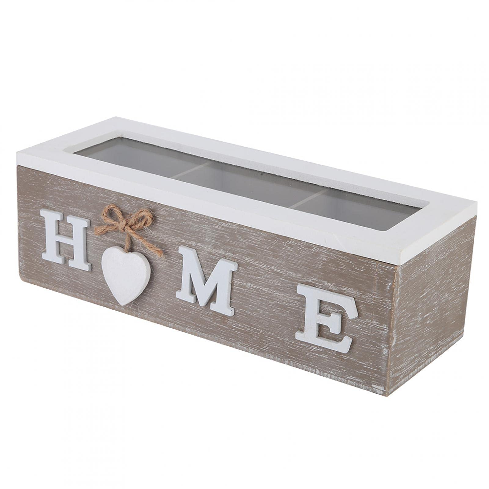 Acouto Wooden Tea Bag & Jewelry Organizer Storage Box - 3 Compartment Desktop Container for Home & Office Decoration | Perfect for Tea Lovers & Jewelry Collection Organization