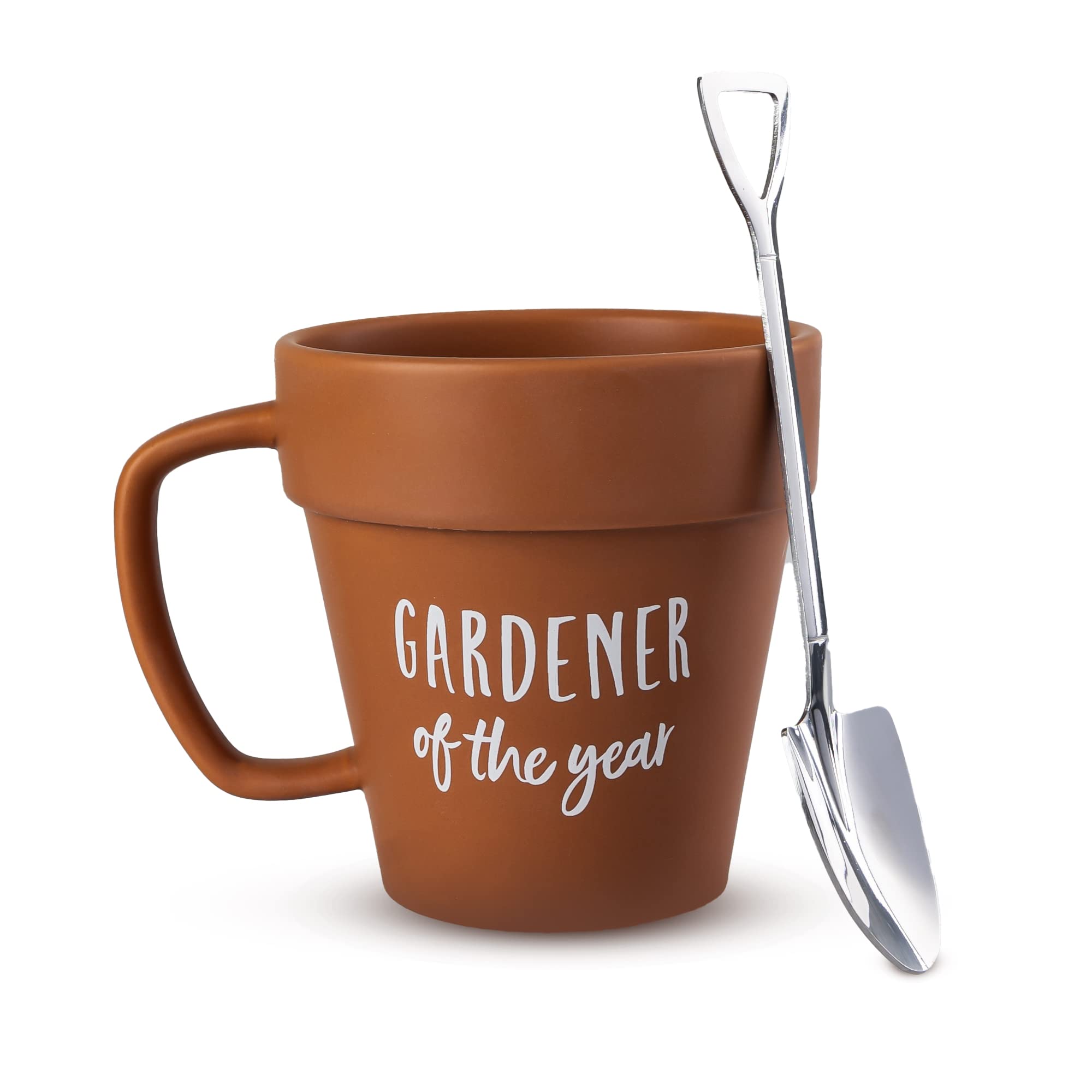 Upper Midland Products Gardening Mug with Shovel Spoon - Ceramic Coffee Cup for Plant Lovers, Perfect Gift for Gardeners (Men, Women, Son, Daughter) - Ideal for Holidays, Birthdays & Nature Enthusiasts - Great for Morning Coffee, Gardening Breaks & Outdoor Relaxation