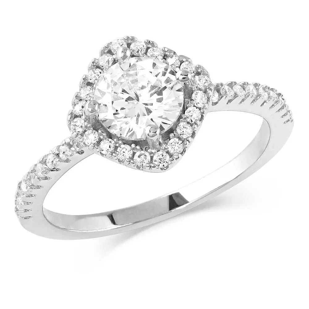 Squarely Perfect Haloed Ring - Elegant Diamond Engagement Wedding Band for Women | Perfect for Proposals, Anniversaries & Special Occasions
