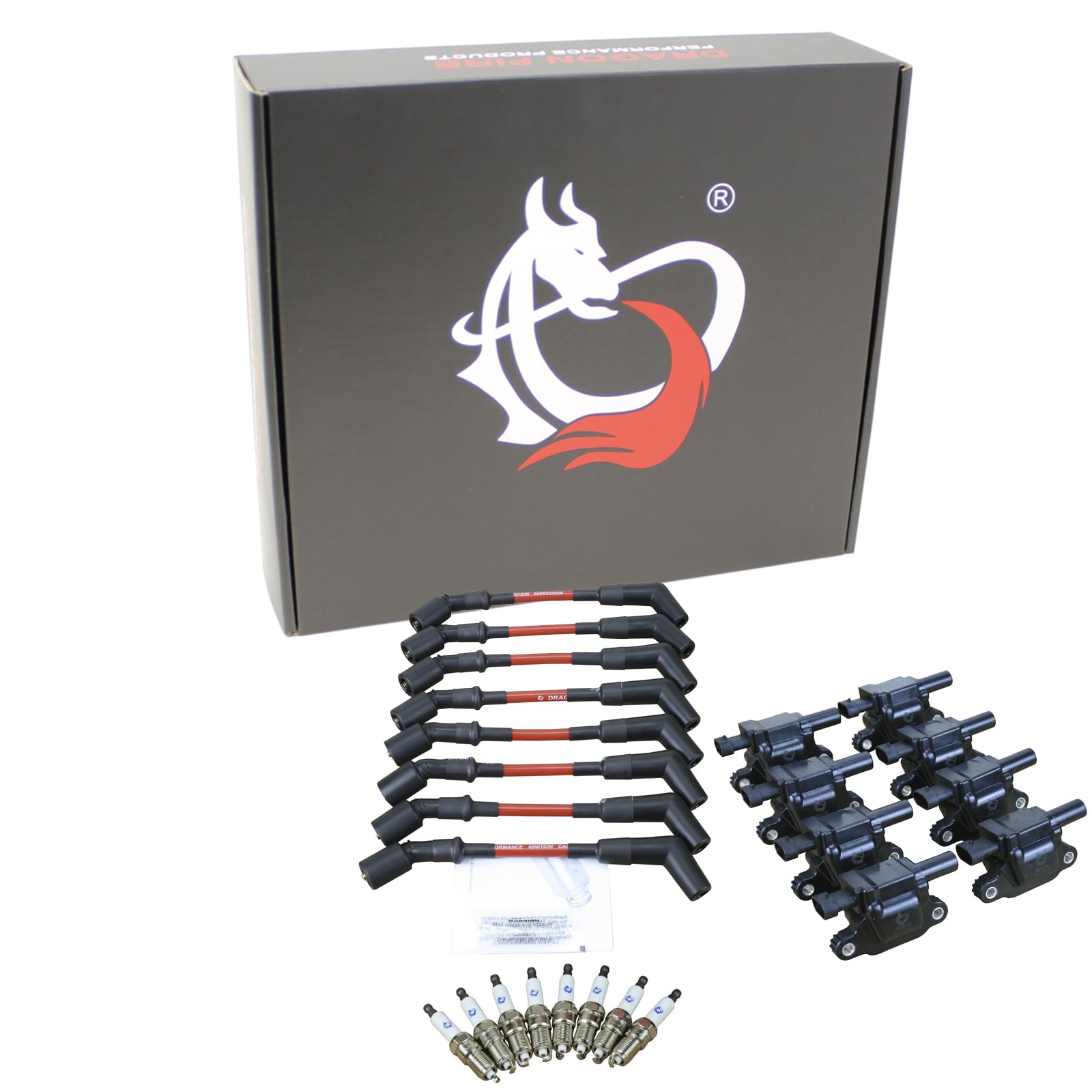 AIP Electronics Dragon FIRE Performance Ignition Coil Pack Kit with Iridium Spark Plugs & 9.5