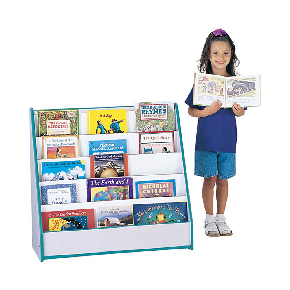 Jonti-Craft 3514JCWW004 Rainbow Accents Flushback Pick-a-Book Stand - Purple Book Display for Kids Classroom, Library & Reading Corner Organization