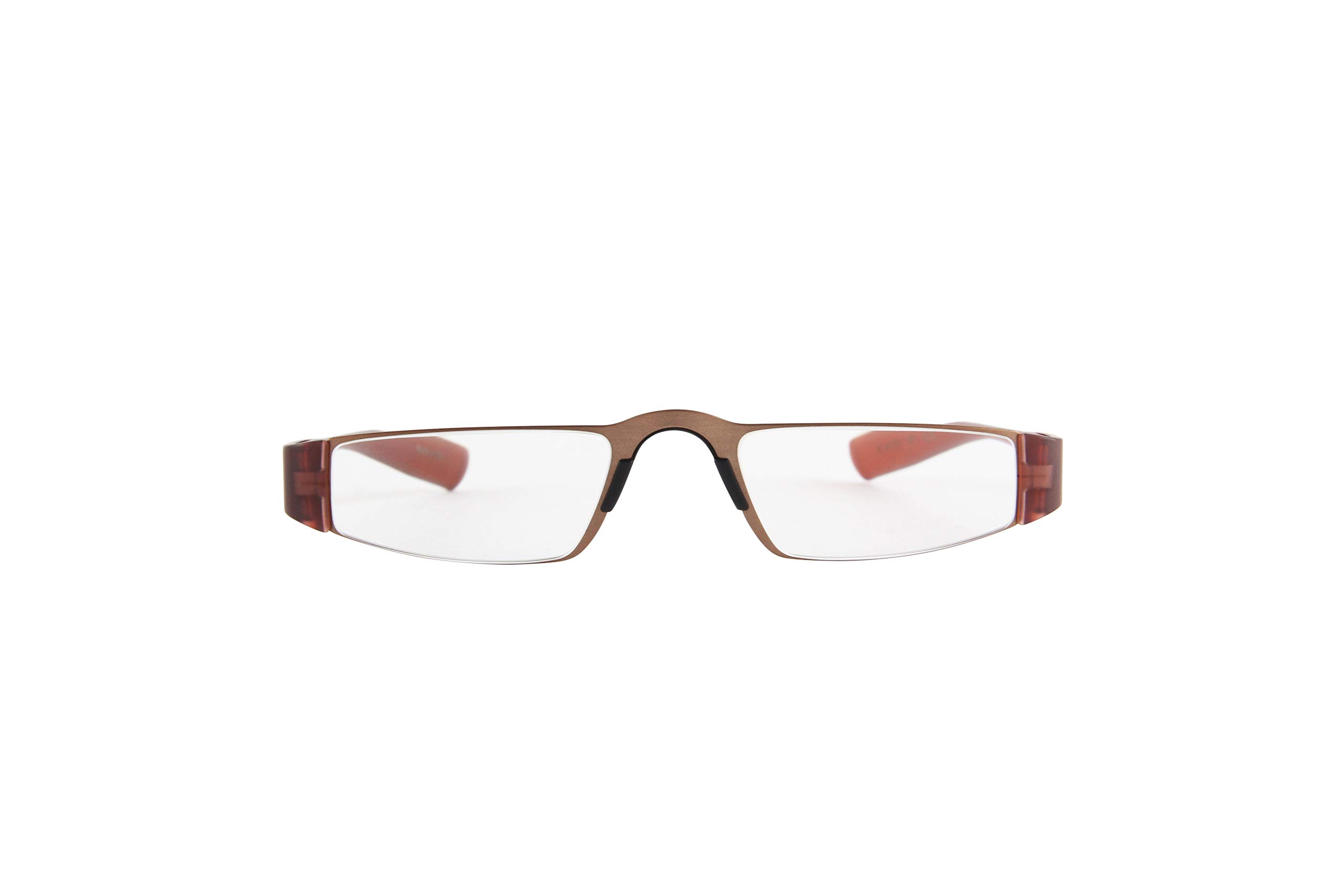 Porsche Design P8801 Eyewear for Men & Women - Stainless Steel Half-Eye Reading Glasses 48-20-150mm - Dark Red Frame +2.50 Strength - Perfect for Reading, Office & Daily Use