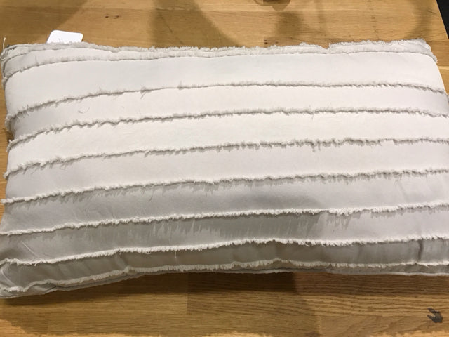Light Grey Fringed Lumbar Pillow - Support Cushion for Sofa, Bed & Office Chair - Home Decor Accent for Living Room, Bedroom