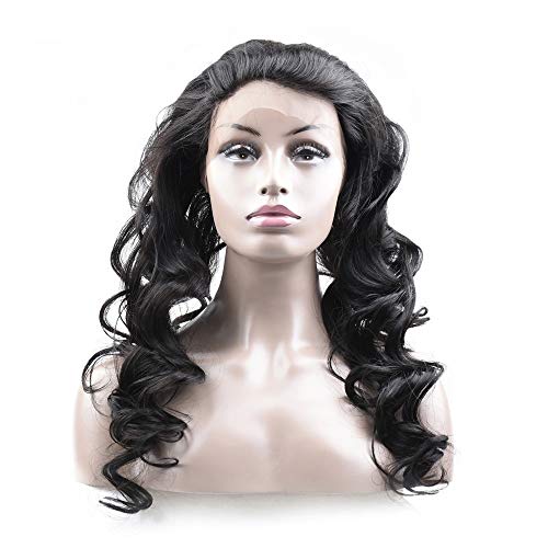 Natural Black 14 Inch Brazilian Human Hair Lolita Wig with 360 Lace Frontal Closure - Loose Wave Full Lace Wig for Cosplay, Fashion, and Daily Wear