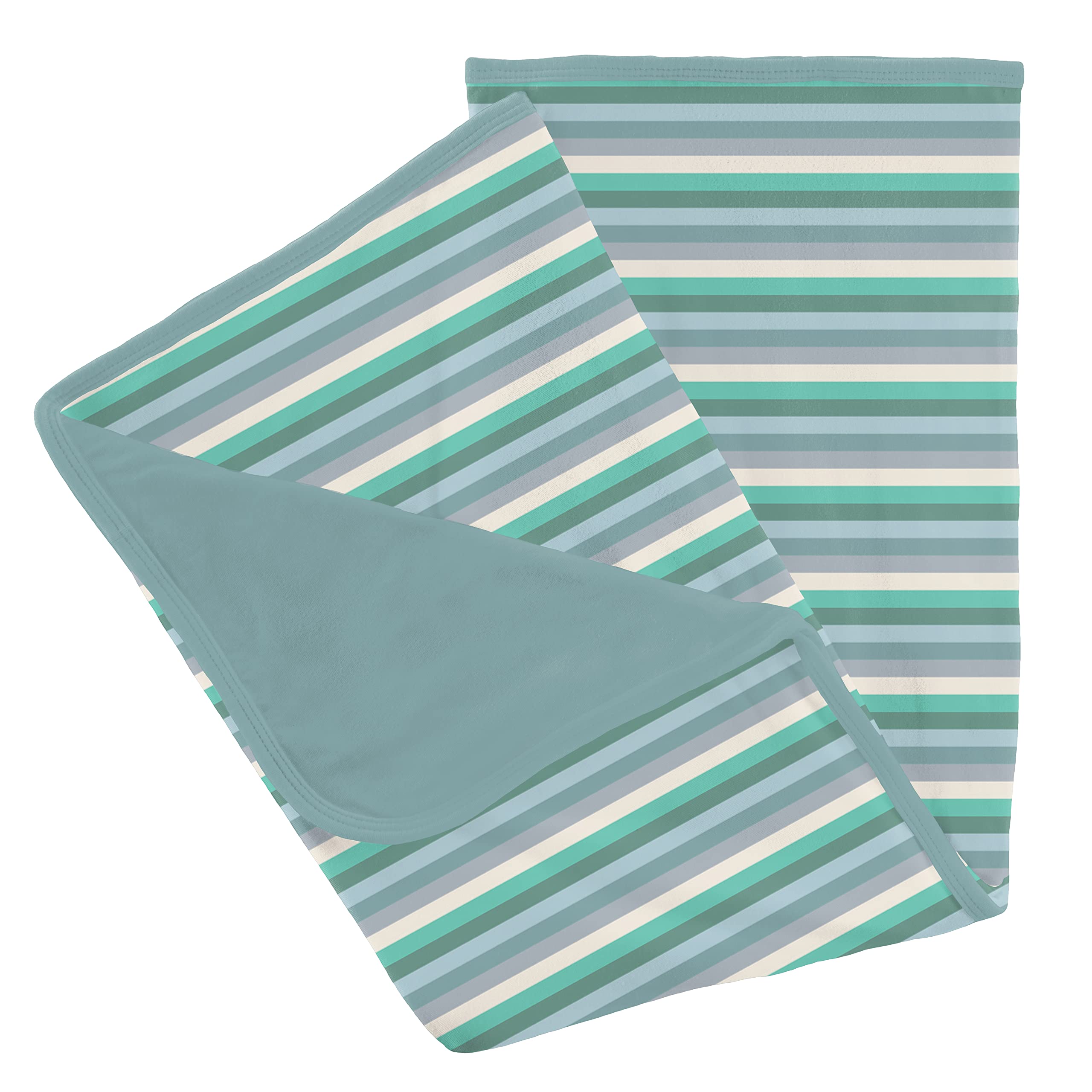 KicKee Pants Baby Stroller Blanket - Ultra Soft Bamboo Viscose Security Blanket for Newborns & Toddlers (April Showers Stripe, One Size) - Perfect for Stroller Rides, Nursery Naps & On-the-Go Comfort