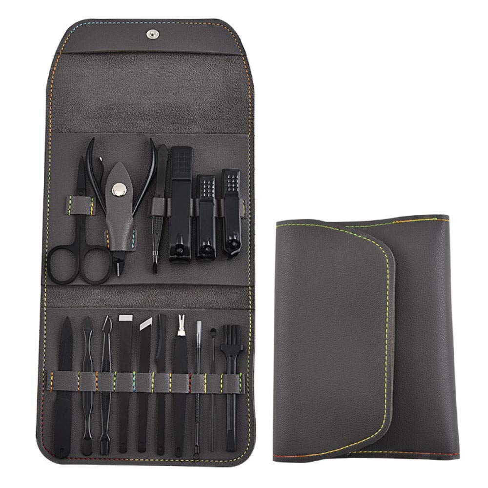 16-Piece Black Manicure & Pedicure Set - Professional Nail Clippers, Folding Bag & Tools for Home & Salon Use | Perfect for Travel, Gifts & Personal Care