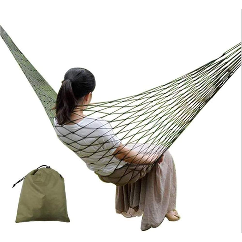 Portable Camping Hammock - Lightweight Nylon Hanging Chair with Mesh Net for Outdoor Travel, Backpacking, Garden Relaxation & Single Sleeping Bed - Perfect for Camping, Beach, Backyard & Adventure Trips