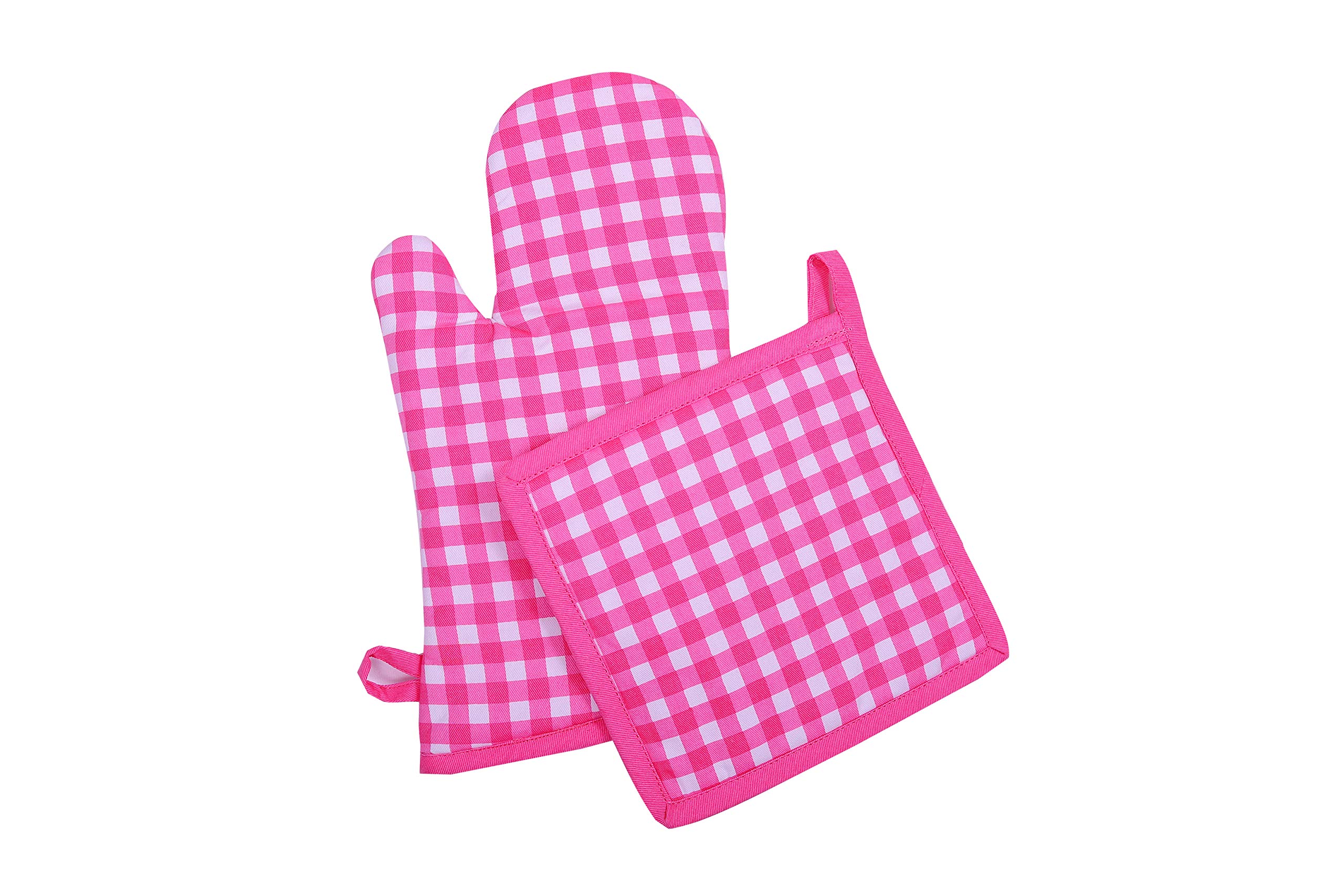 Cotton Candy Oven Mitt and Pot Holder Set - 100% Cotton Shell with Polyester Fill - 8