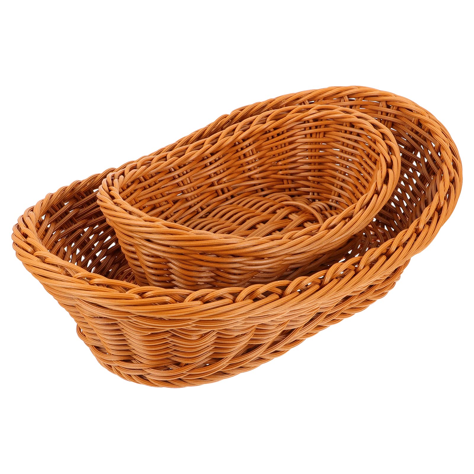 Handmade Woven Rattan Storage Basket Set of 2 - Natural Wicker Bread Serving Basket for Fruits, Vegetables, Candy & Cake | Perfect for Kitchen Counter, Dining Table & Farmhouse Decor