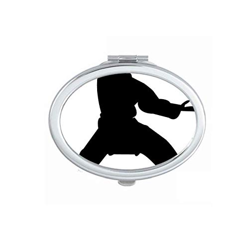 DIYthinker Shaolin Kung Fu Pattern Portable Folding Mirror - Double-Sided Handheld Makeup Mirror for Martial Arts Enthusiasts, Travel & Gym Essentials