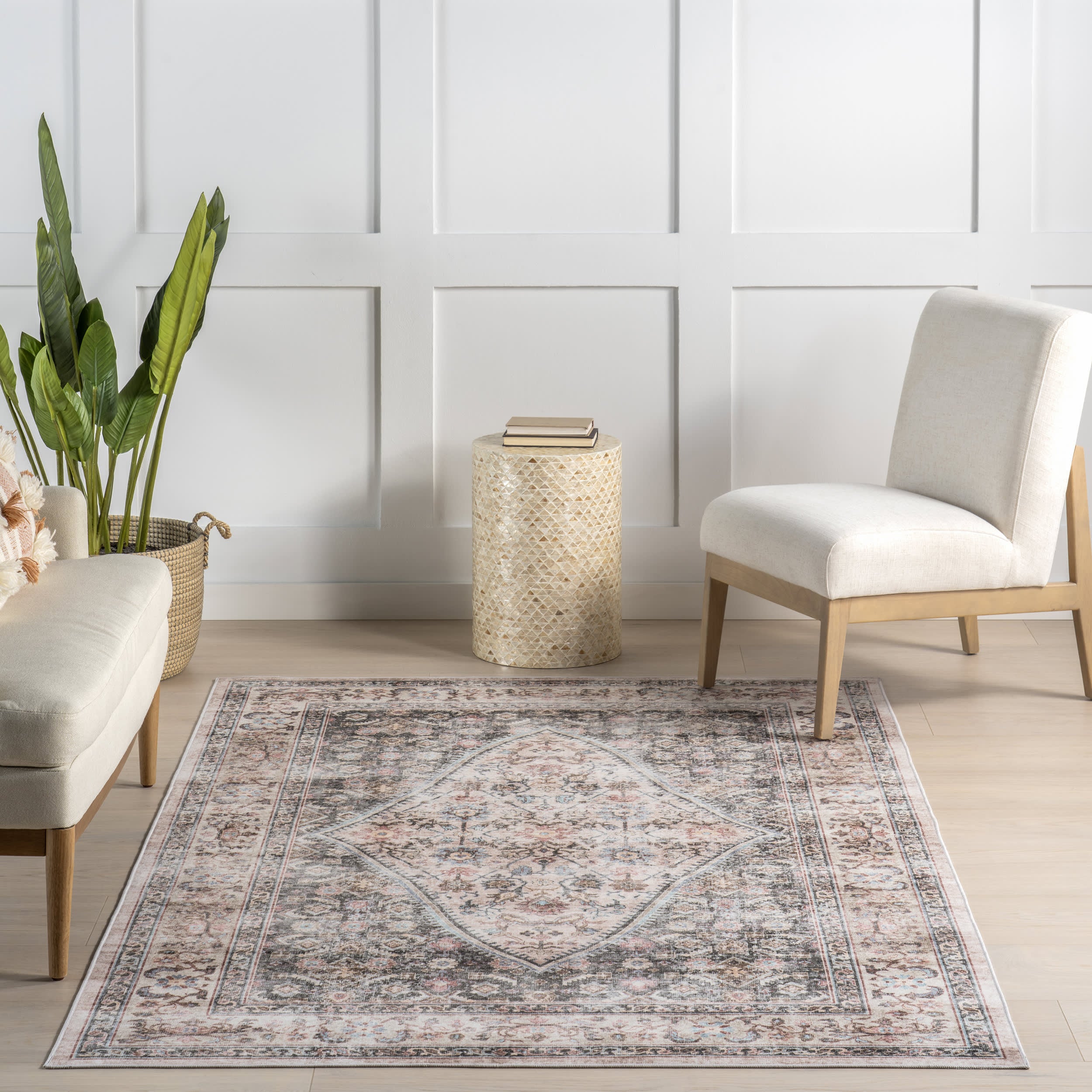 Washable Cedar Medallion Area Rug in Sage Green - Perfect for Living Room, Bedroom, and Home Decor