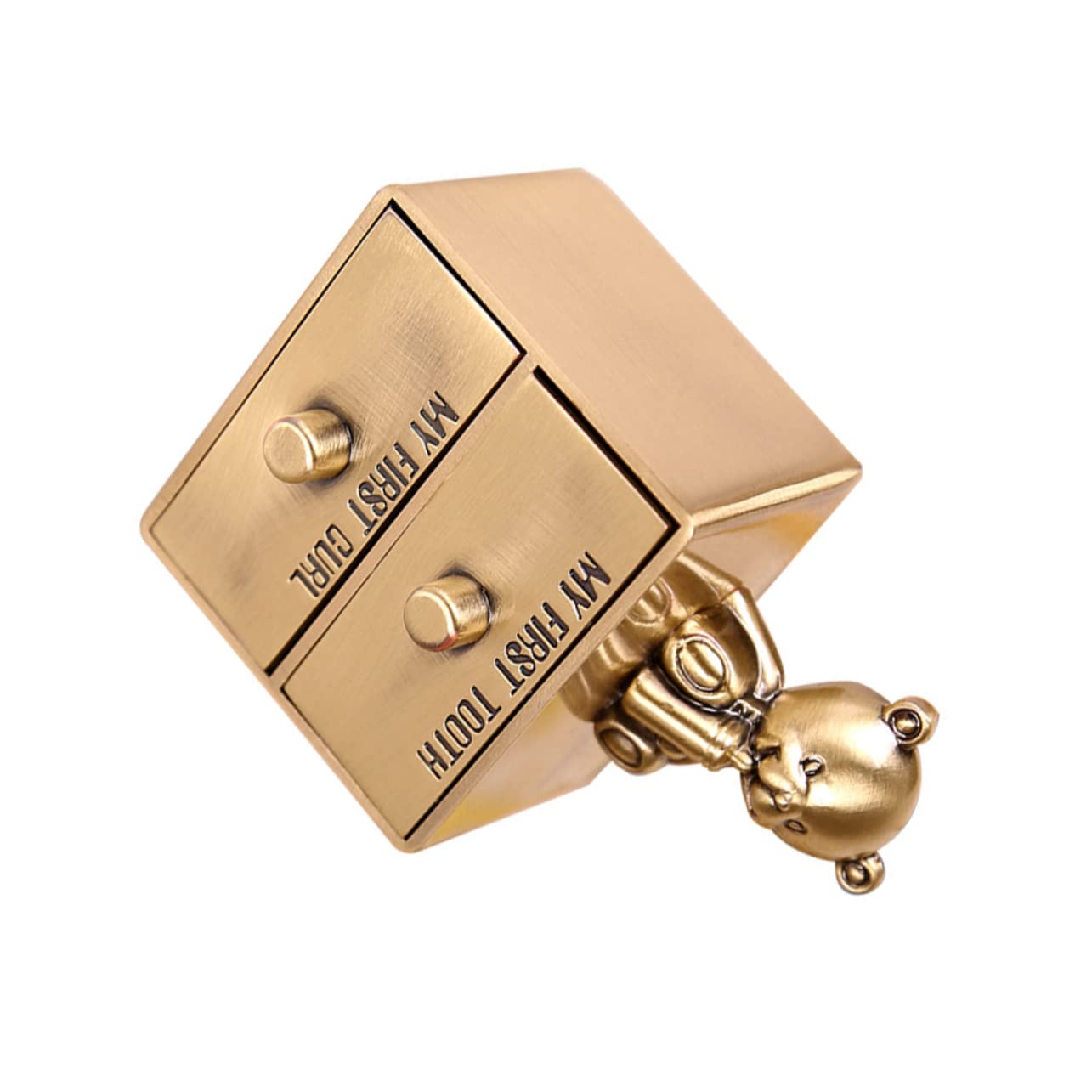 Golden First Lost Tooth Keepsake Box - Zinc Alloy Tooth Fairy Case for Kids, Baby Teeth Collector with Curl Design - Perfect for Tooth Fairy Gifts & Childhood Memory Preservation