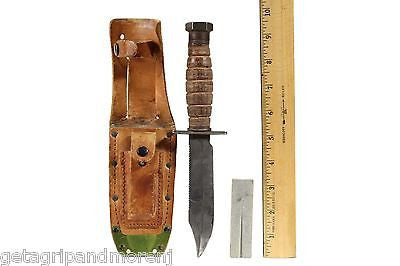 Original 1973 Ontario Pilot's Survival Knife - Vietnam Era Military Knife with Leather Sheath - Perfect for Outdoor Adventures, Camping & Collectors