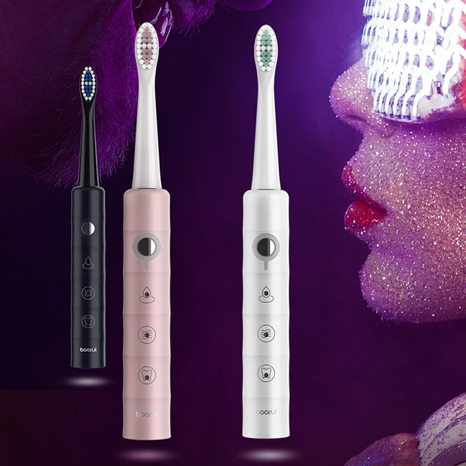 Crazypig Sonic Electric Toothbrush - USB Rechargeable with 3 Brush Heads, IPX7 Waterproof & Soft Bristles for Adults - Perfect for Travel, Home & Daily Oral Care
