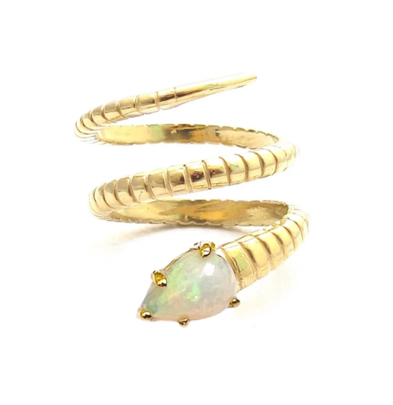 Serpent Gemstone Ring for Women - Elegant Snake Jewelry with Crystals - Perfect for Halloween, Gothic Fashion & Boho Style