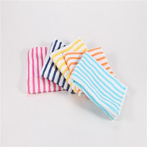 Alician Non-Stick Dish Cloths - 30x30cm Striped Kitchen Towels for Grease-Free Cleaning | Durable & Absorbent Wiping Rags for Dishes, Countertops & Stove Tops (Single Color Stripe Design)