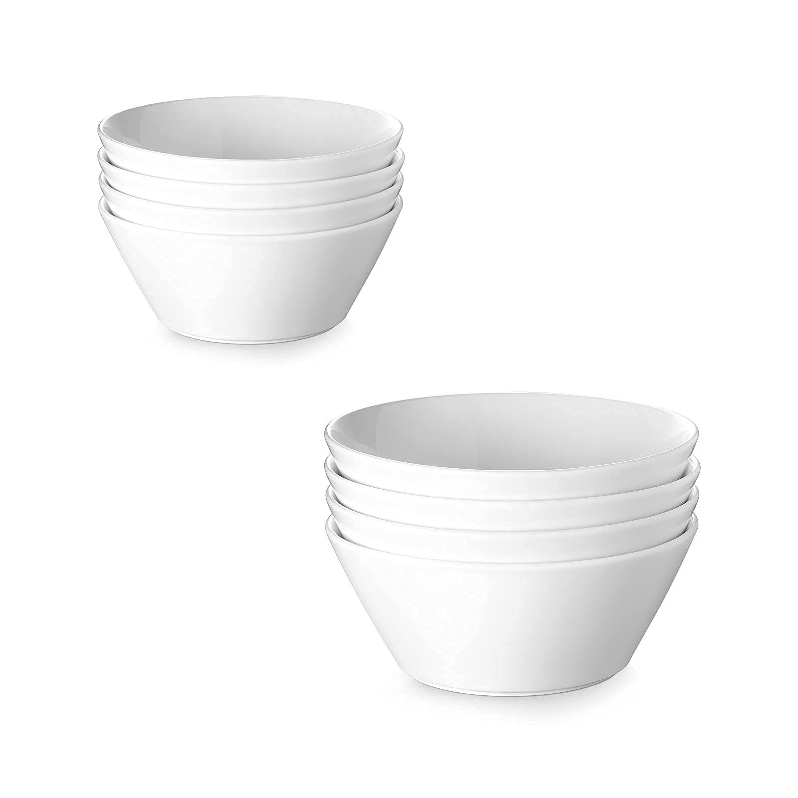 DOWAN 32 Oz Soup Bowls & 58.5 Oz Large Salad Bowls Set of 8 - Premium Porcelain Dinnerware for Soup, Salad, Pasta, Cereal - Perfect for Family Meals, Parties, Restaurants & Everyday Use