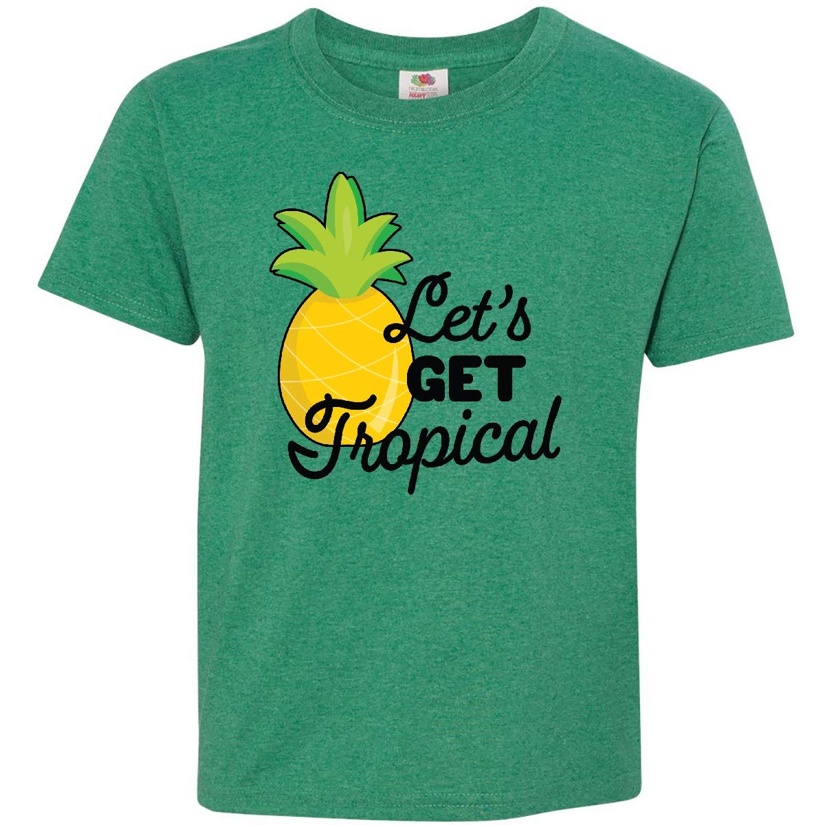 Inktastic Let's Get Tropical Pineapple Youth T-Shirt - Fun Summer Vacation & Beach Party Outfit for Kids