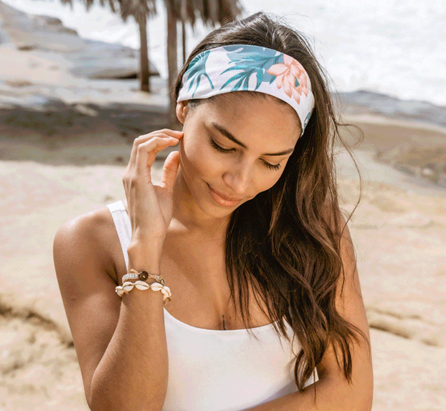 Wire Headband - White & Coral Tropical Floral Hair Accessory for Women | Perfect for Beach, Summer, and Boho Fashion