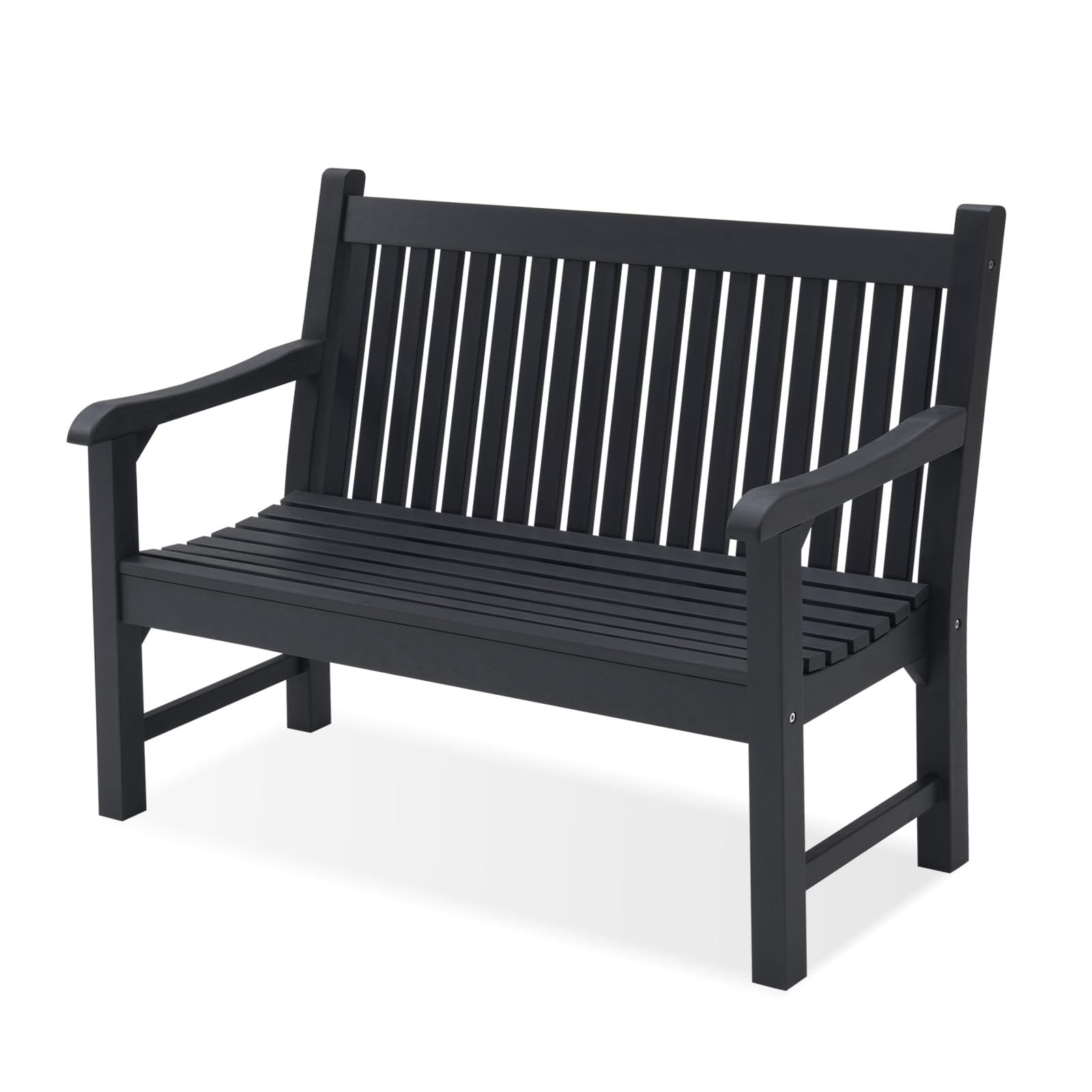 Psilvam 2-Person Poly Lumber Garden Bench - Weatherproof Outdoor Patio Bench That Never Rots - Perfect for Gardens, Porches & Parks - Durable Memorial Bench (Black) - Ideal for Relaxing in Your Backyard or as a Thoughtful Gift
