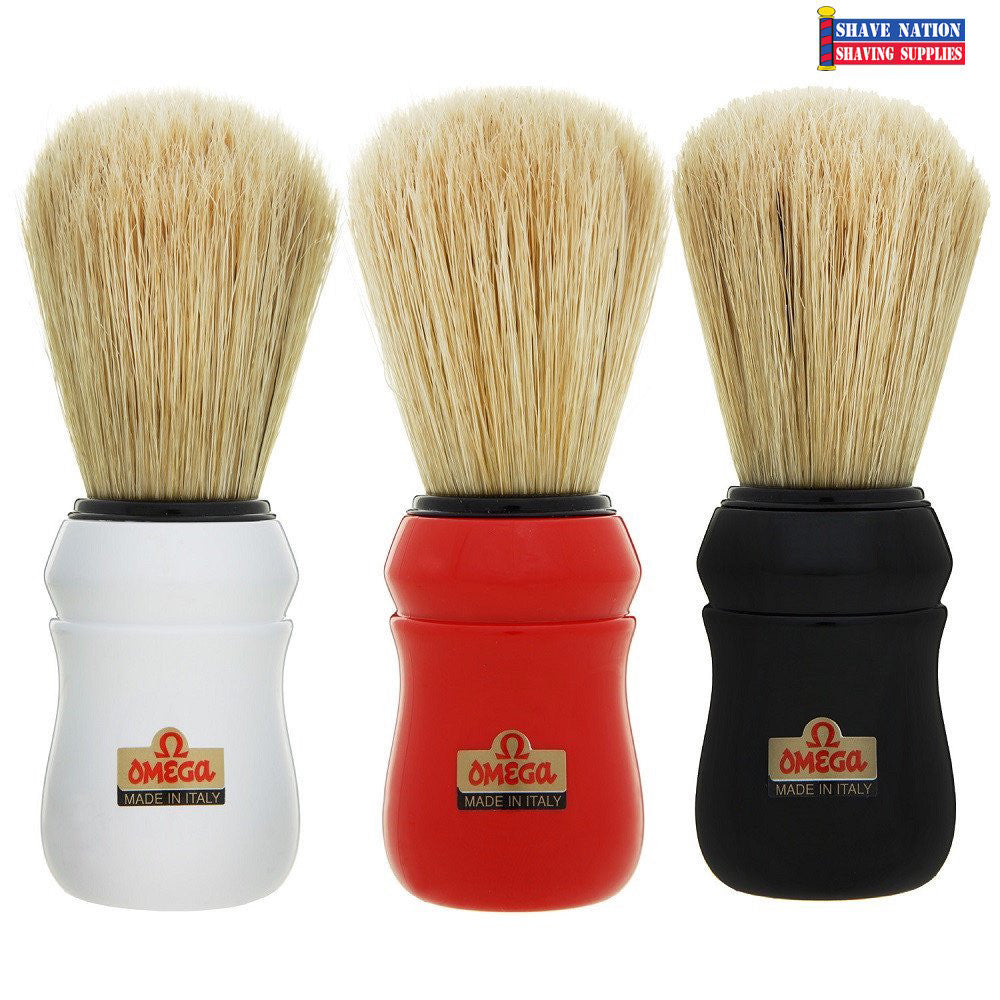 Omega Professional Barber Shaving Brush - 100% Boar Bristle for Men's Wet Shaving & Grooming Kit - Perfect for Barbershops, Home Use & Travel