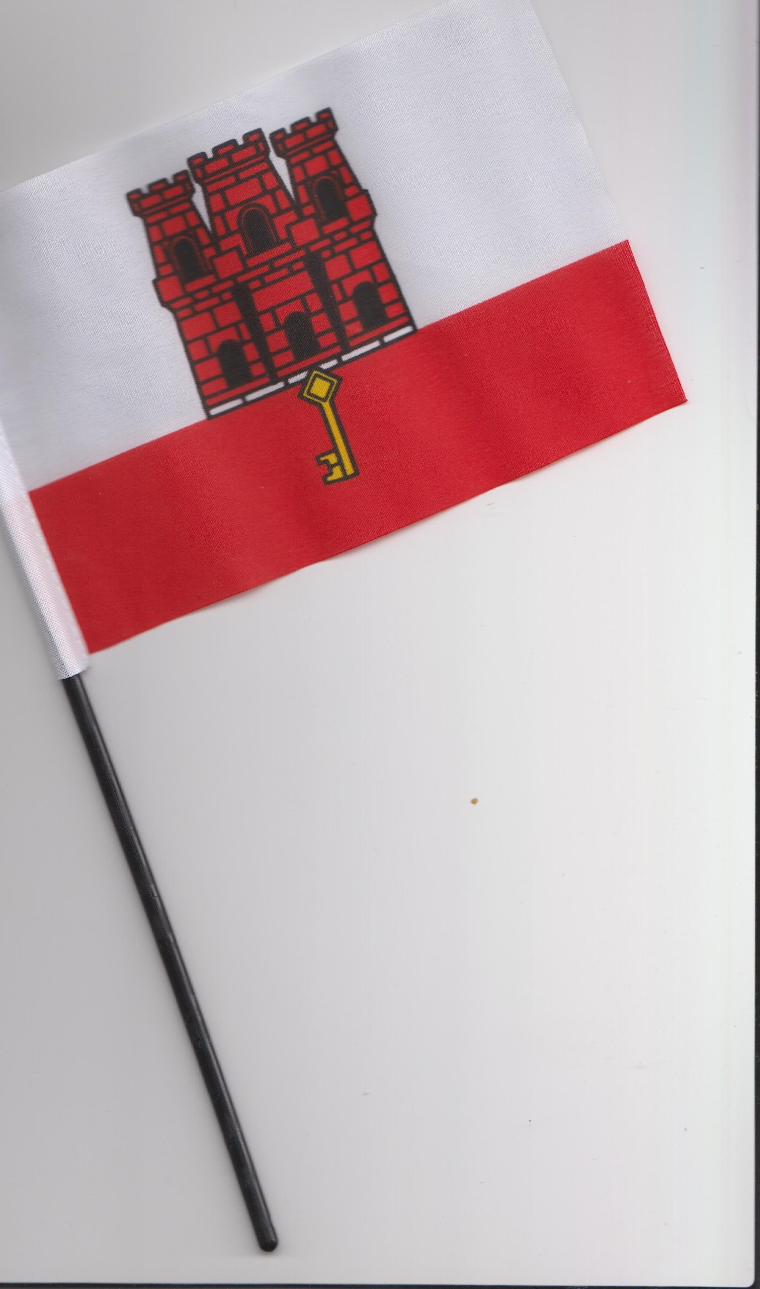 Gibraltar Hand Flag 25cm - Small Miniature National Flag for Sports Events, Parades & Patriotic Decorations | Perfect for Gibraltar Pride Celebrations, Football Matches & Home Displays