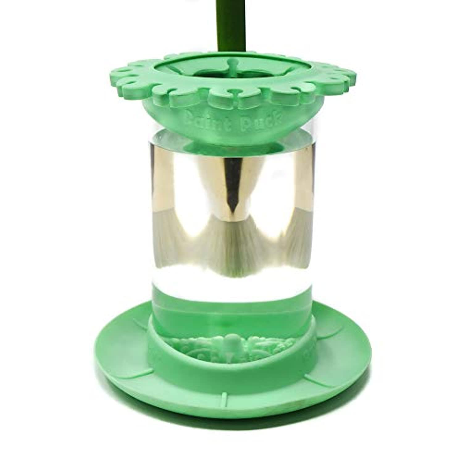 All-in-One Paint Brush Cleaner & Holder - Green Silicone Jar for Acrylic, Watercolor | Art Studio & Classroom Essential
