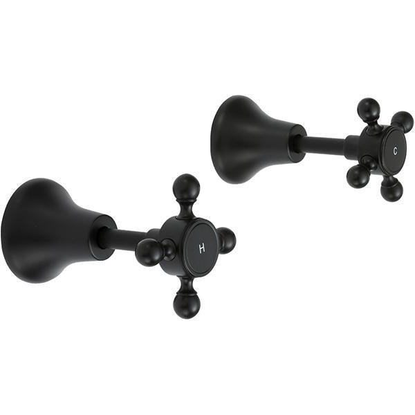 Fienza 336104BK Lillian Wall Top Assemblies in Matte Black - Modern Bathroom Faucet for Vanity Sink, Powder Room & Guest Bath Installation