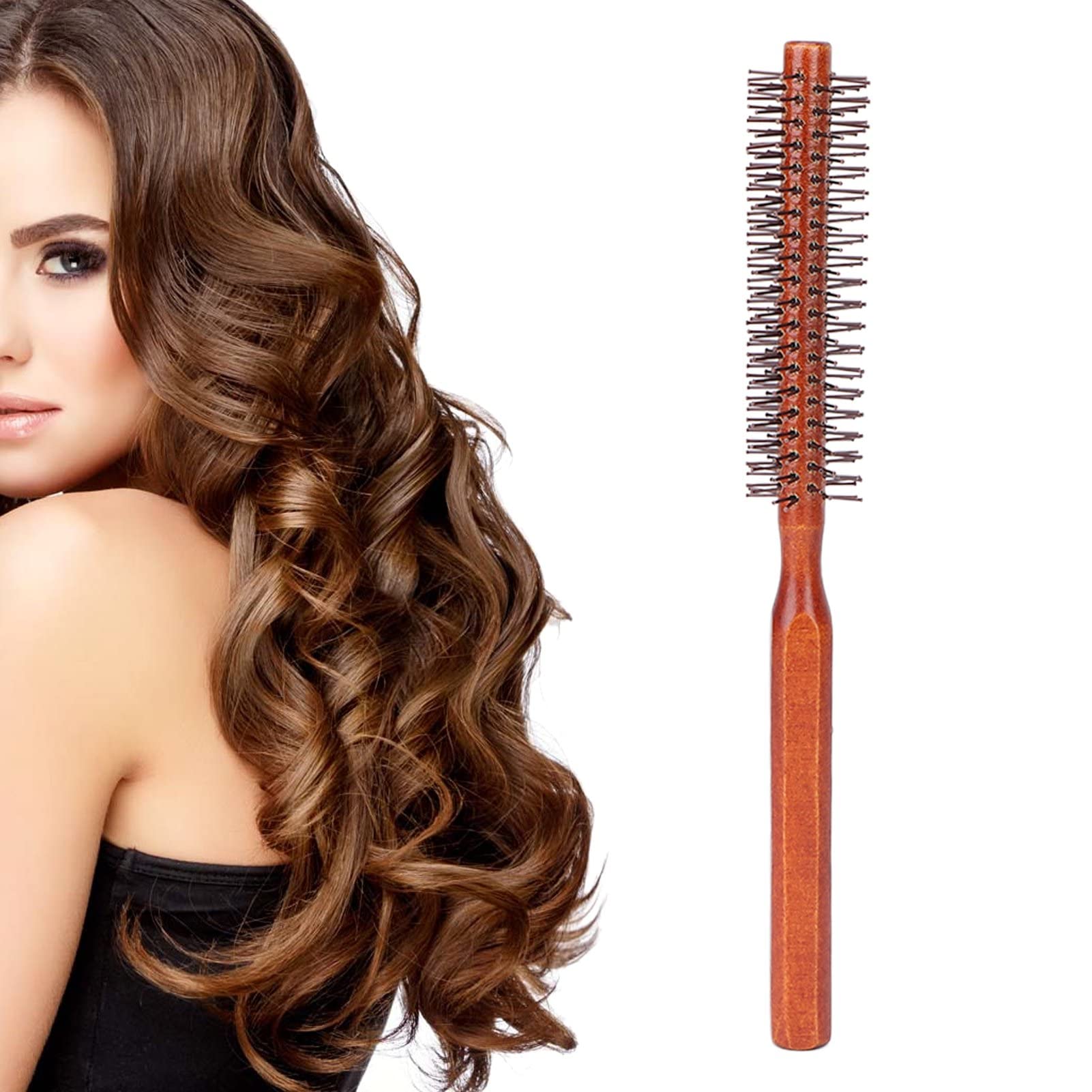BOXO Small Round Wooden Hair Brush for Styling & Blow Drying - Unisex Curling Roller Hairbrush for Smooth Waves & Volume - Perfect for Home Use, Salon Styling & Travel