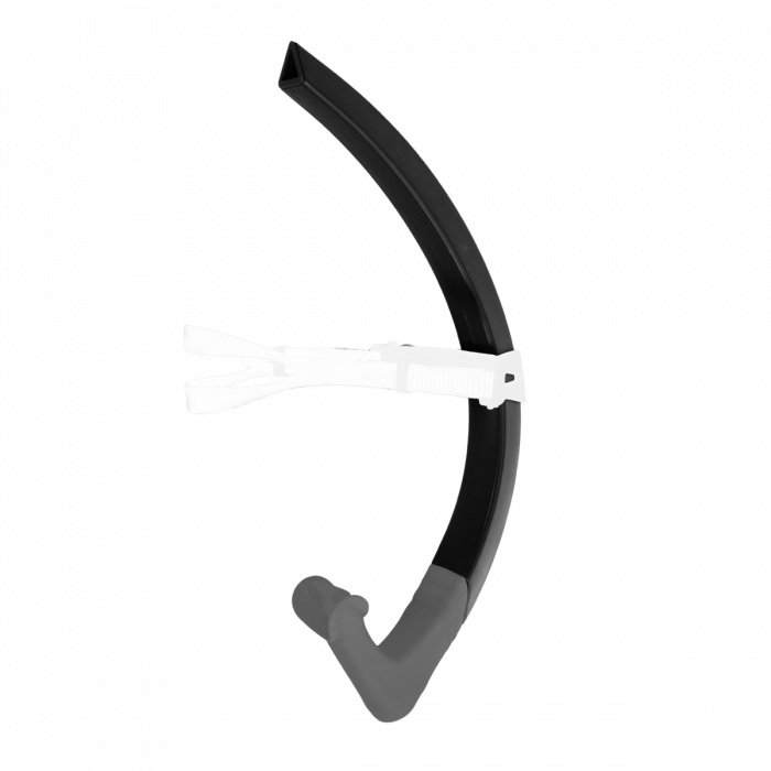 Aqua Sphere Focus Snorkel - Black/Grey - Regular Size - Comfortable Swim Snorkel for Pool Training, Lap Swimming & Snorkeling Adventures