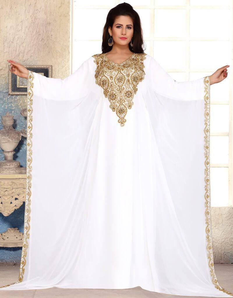 Elegant Golden Embroidered Abaya Dress for Women - Perfect for Islamic Prayer, Eid Celebrations & Special Occasions