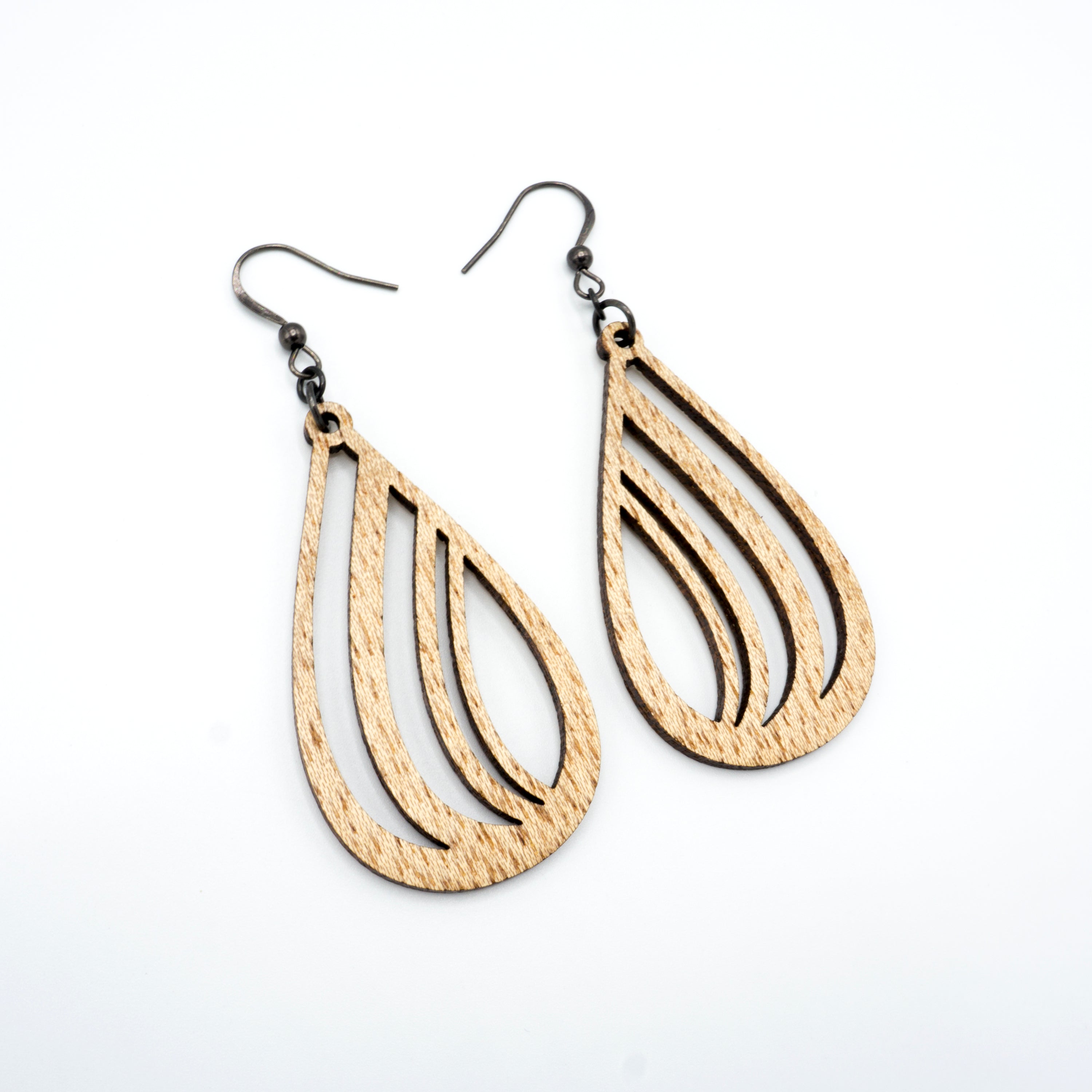 Handmade Mahogany Wood Drop Earrings for Women - Lightweight Dangle Hoop Earrings - Boho Chic Jewelry for Casual Wear, Parties & Special Occasions