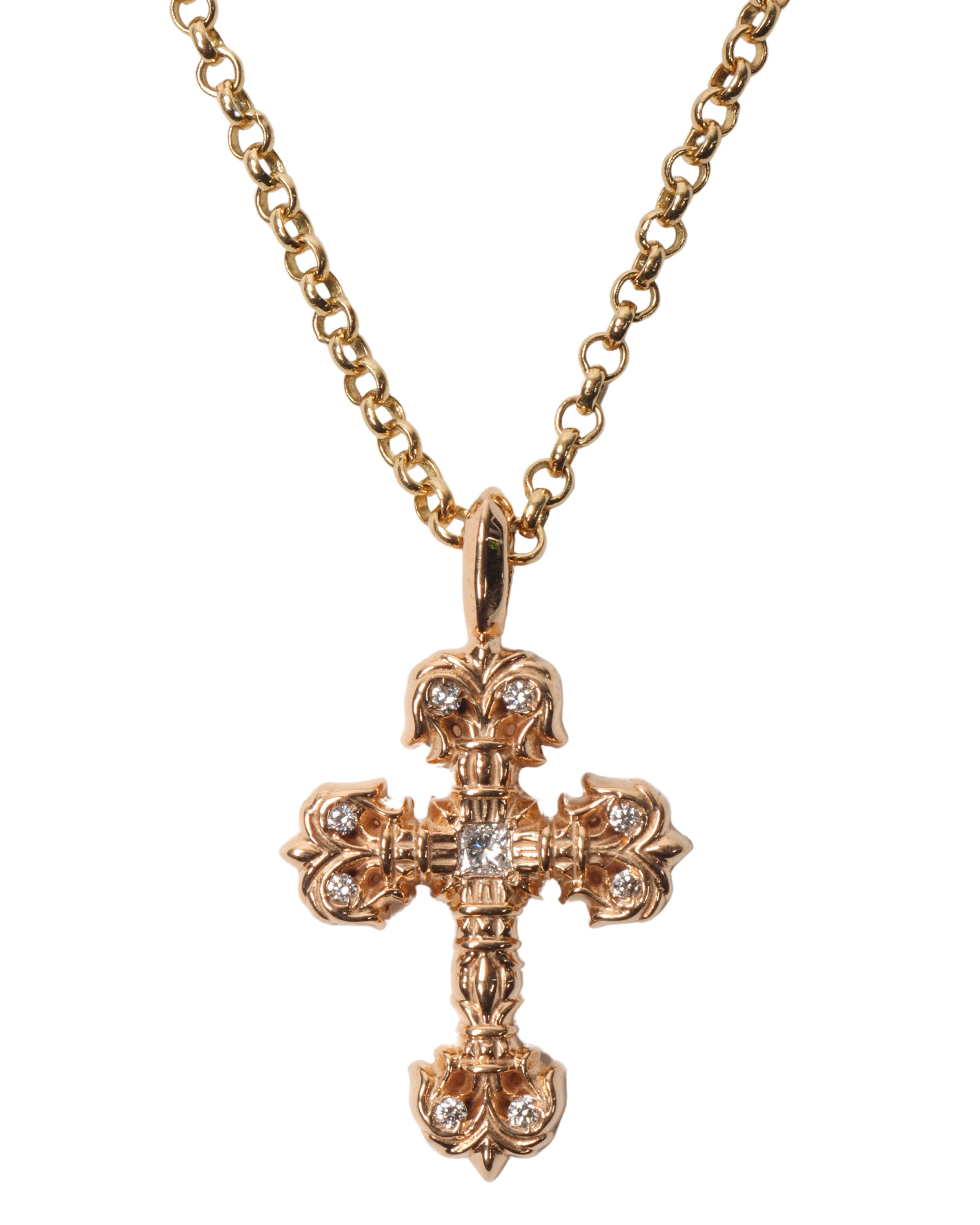 22k Gold Fancy Diamond Cross Pendant Necklace for Women - Elegant Religious Jewelry Gift for Christmas, Baptism & Special Occasions