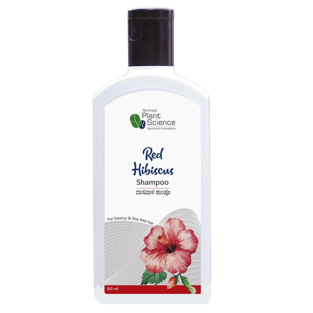 Atrimed Plant Science Red Hibiscus Shampoo for Bouncy & Frizz-Free Hair - 100ml (Pack of 1) | Natural Hair Care for Smooth, Voluminous Locks - Perfect for Daily Use & Damaged Hair Repair