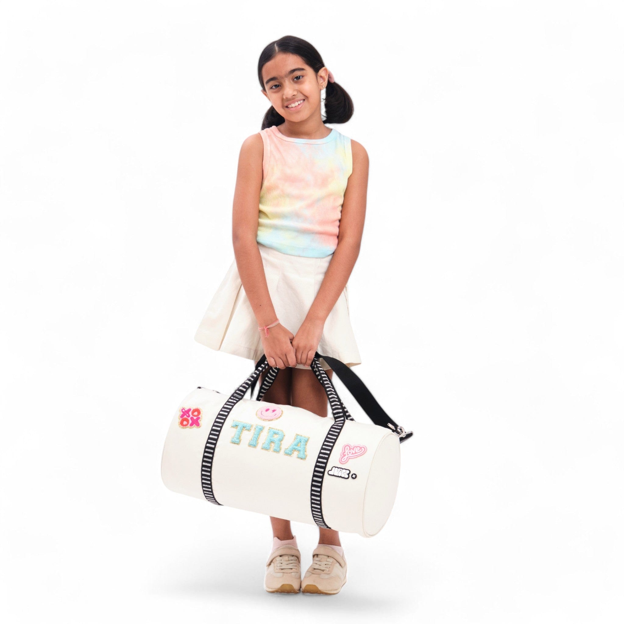 Moji Duffle Bag for Travel & Gym - Lightweight Waterproof Cream Weekender Bag - Perfect for Carry-On, Sports, Work & Weekend Getaways