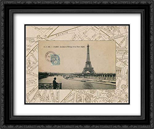Wild Apple Portfolio 17x15 Black Ornate Framed Double Matted Museum Art Print - Destination Paris II Wall Decor for Living Room, Bedroom & Office