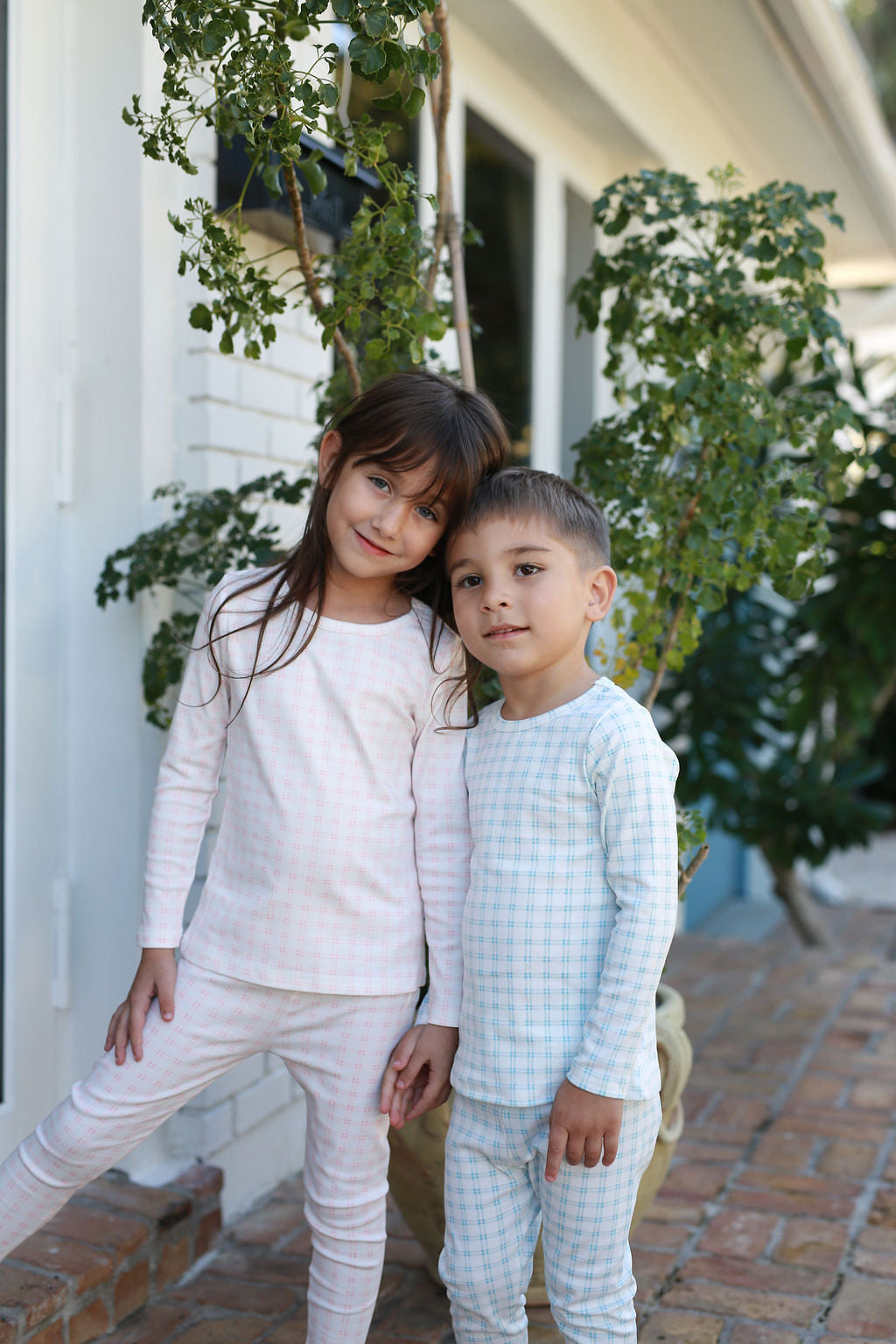 Cozy Grid Blue Pajama Set for Women - Soft Cotton Sleepwear by Pouf - Perfect for Lounging, Sleepovers & Relaxing at Home