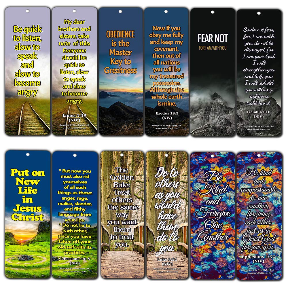 60 Pack Inspirational Bible Bookmarks - Life Changing Wisdom from God for Sunday School, Church Ministries, Women & Men - Perfect for Bible Study, Gifts & Spiritual Encouragement